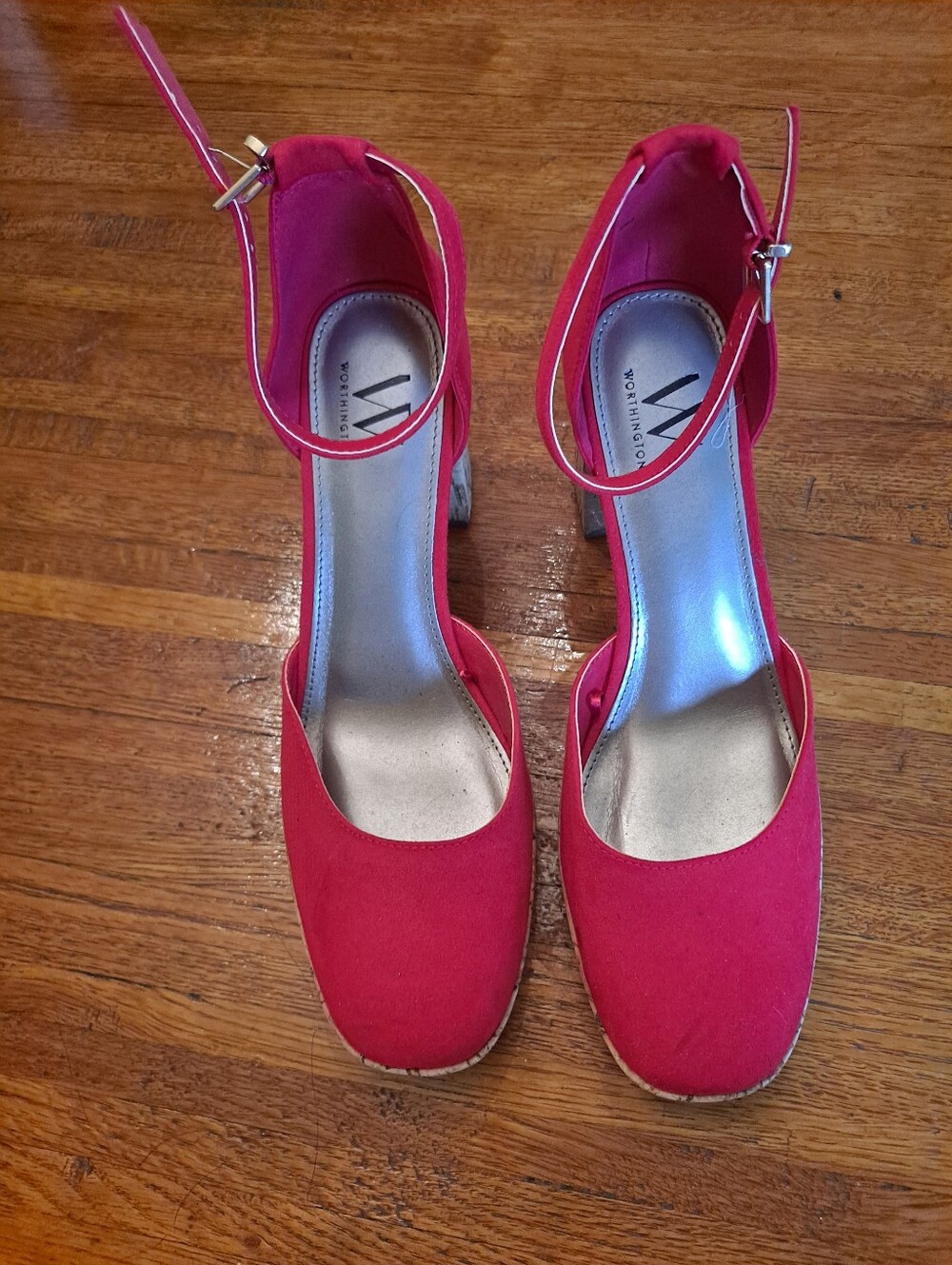 Worthington Vibrant Red Ankle-Strap Heels